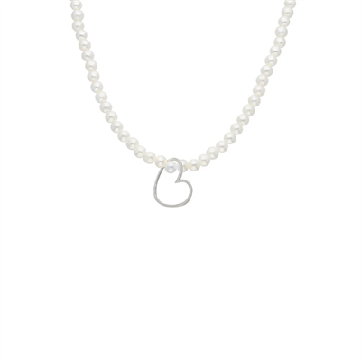 İncili Kalp Kolye 718015 Silver