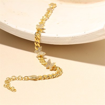 Kelebek Zirkon Taşlı Bileklik 718505 Gold