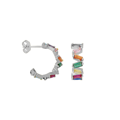 Renkli Baget Shift Küpe 718870 Silver
