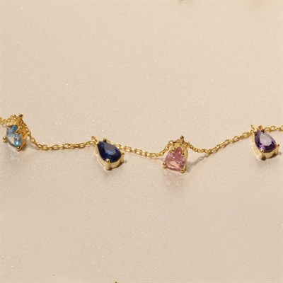 Renkli Damla Kolye 718013 Gold