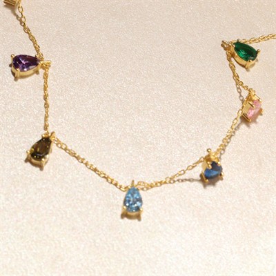 Renkli Damla Kolye 718013 Gold
