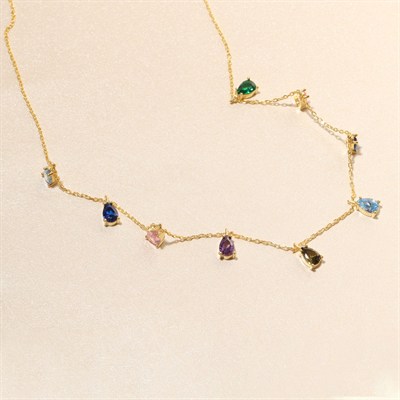Renkli Damla Kolye 718013 Gold