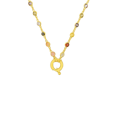 Renkli Taşlı Zincir 718922 Gold
