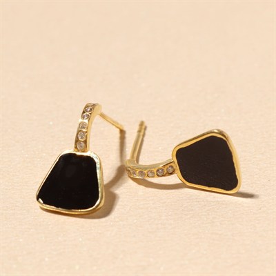 Siyah Taşlı Küpe 718876 Gold