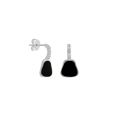 Siyah Taşlı Küpe 718876 Silver