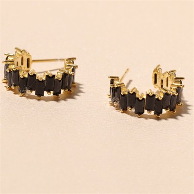 Siyah Taşlı Küpe 718893 Gold