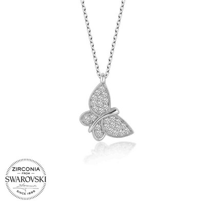Swarovski Taşlı Gümüş Kelebek Bayan Kolye