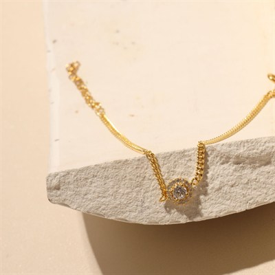 Taşlı Bileklik 717023 Gold