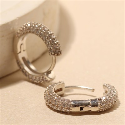 Taşlı Halka Küpe 717096 Silver