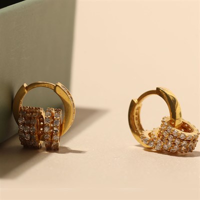 Taşlı Halka Küpe 717105 Gold