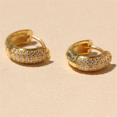 Taşlı Halka Küpe 718878 Gold