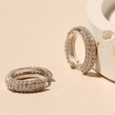 Taşlı Halka Küpe 718878 Silver
