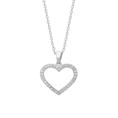 Taşlı Kalp Kolye 718006 Silver