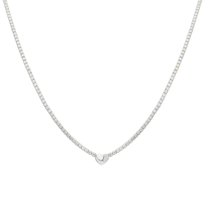 Taşlı Kalp Kolye 718917 Silver