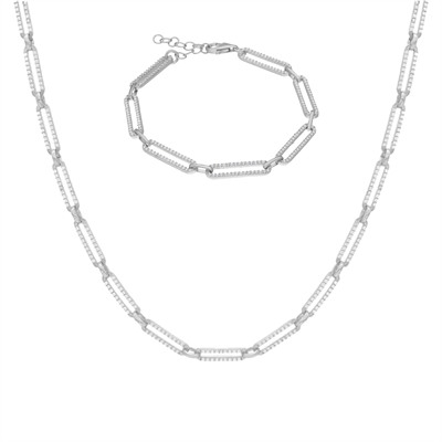 Taşlı Zincir Set 718303 Silver