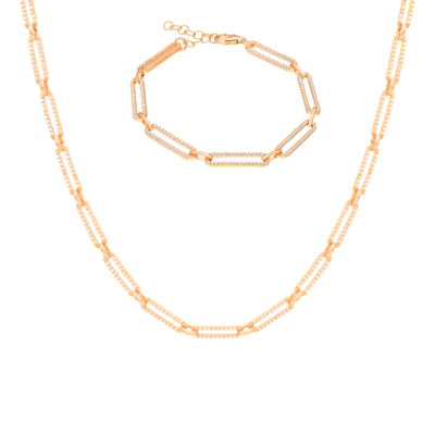Taşlı Zincir Set 718303 Silver