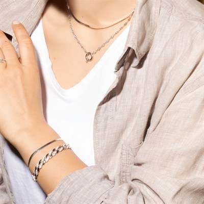 Zincir Tasarım Kolye 718008 Silver