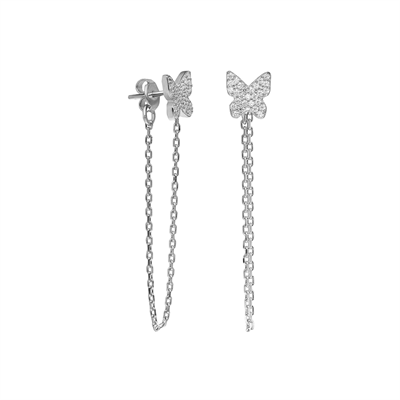 Zincirli Kelebek Küpe 719838 Silver