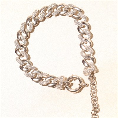 Zirkon Zincir Bileklik 718501 Silver
