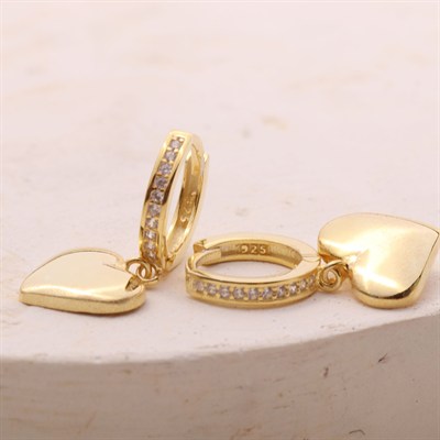 Zirkonlu Kalp Küpe 717078 Gold