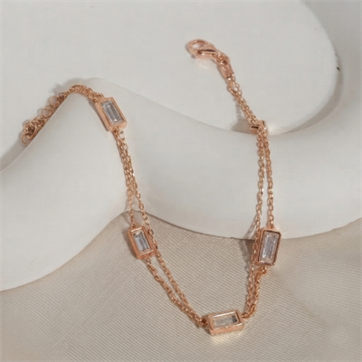 Zirkon Taşlı Zincir Bileklik 718556 Rose