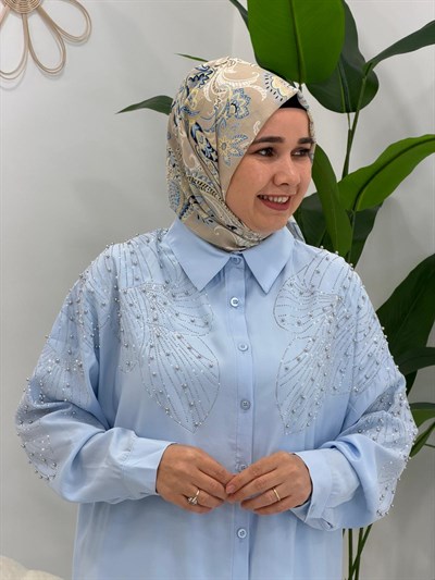 Bebe Mavisi Taşlı Tunik