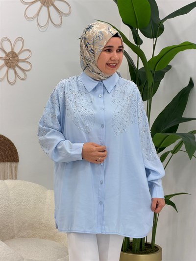 Bebe Mavisi Taşlı Tunik
