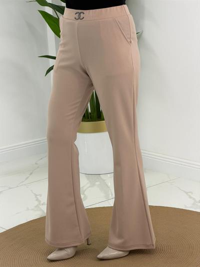 Bej İthal Scuba İspanyol Paça Pantalon