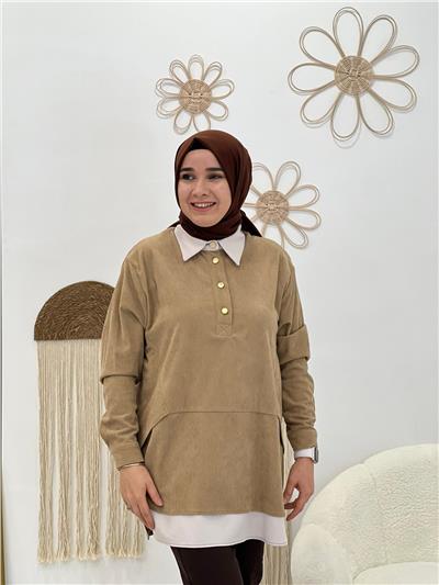 Bej Kadife Tunik