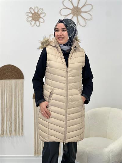 Bej Siyah Şişme Yelek