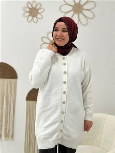 Beyaz Martcha Peluş Hırka