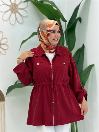 Bordo Beli Bağcıklı Kap