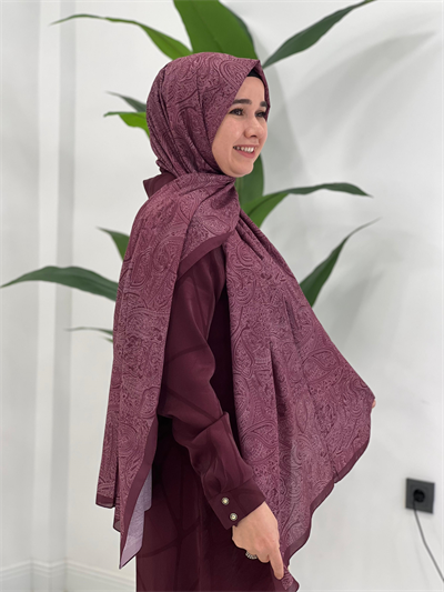 Bordo Desenli Şal