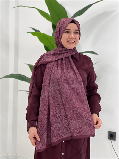 Bordo Desenli Şal