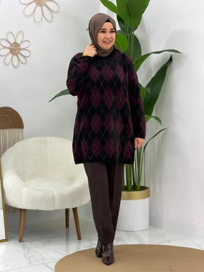 Bordo Ekoseli Angora Kazak