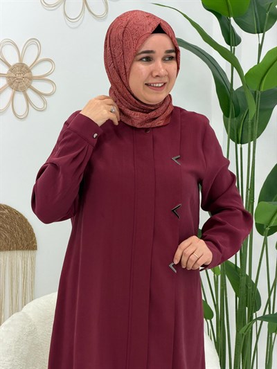 Bordo Fermuarlı Pantolonlu Takım