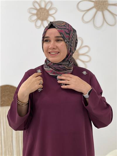 Bordo İnci Detay Sweat