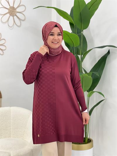 Bordo Kareli Triko Tunik