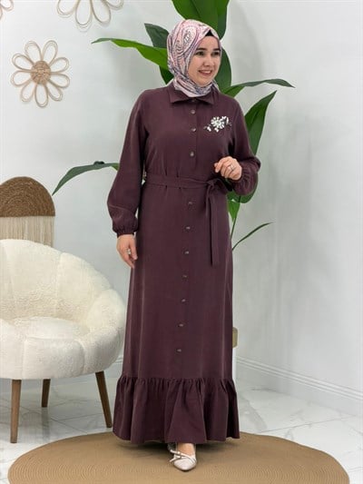 Bordo Taşlı Elbise