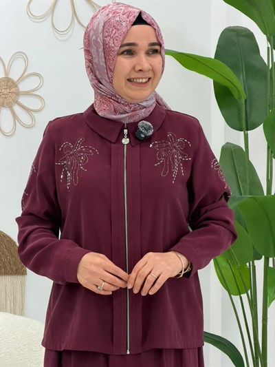 Bordo Zarif Etekli Takım