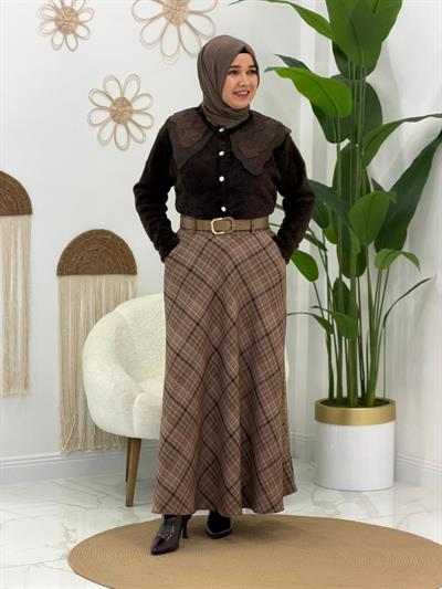 Camel Ekoseli Etek