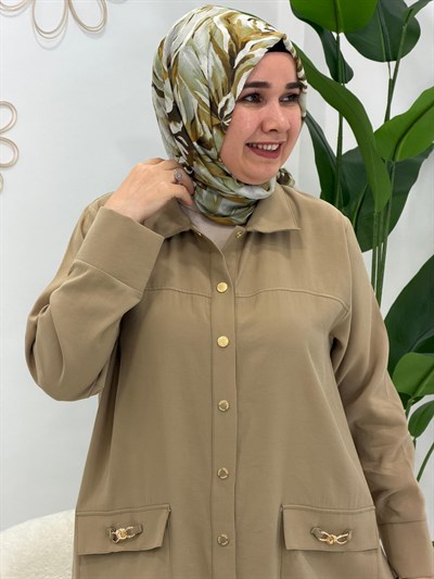 Camel Yan Tokalı Pantolonlu Takım