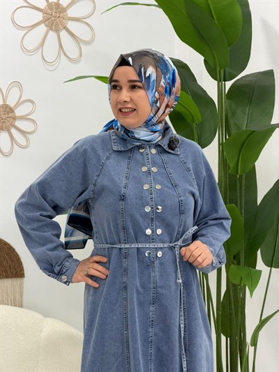 Çıtçıtlı Kot Elbise