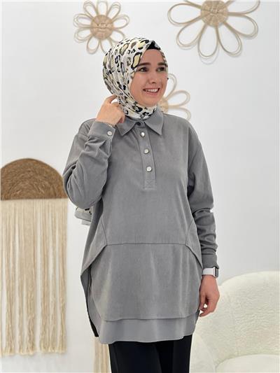 Gri Kadife Tunik