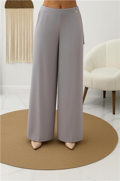 Gri Krep Bol Paça Pantolon