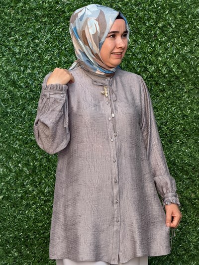 Gri Özel Dokuma Tunik
