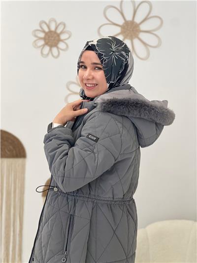 Gri Şişme Mont