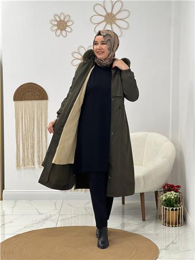 Haki Bondit Kumaş Parka
