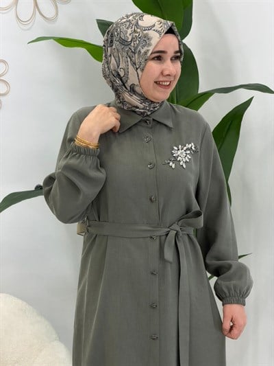 Haki Taşlı Elbise