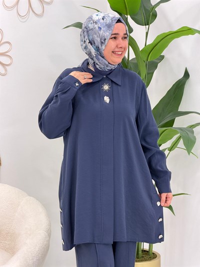 İndigo Pantolonlu Takım